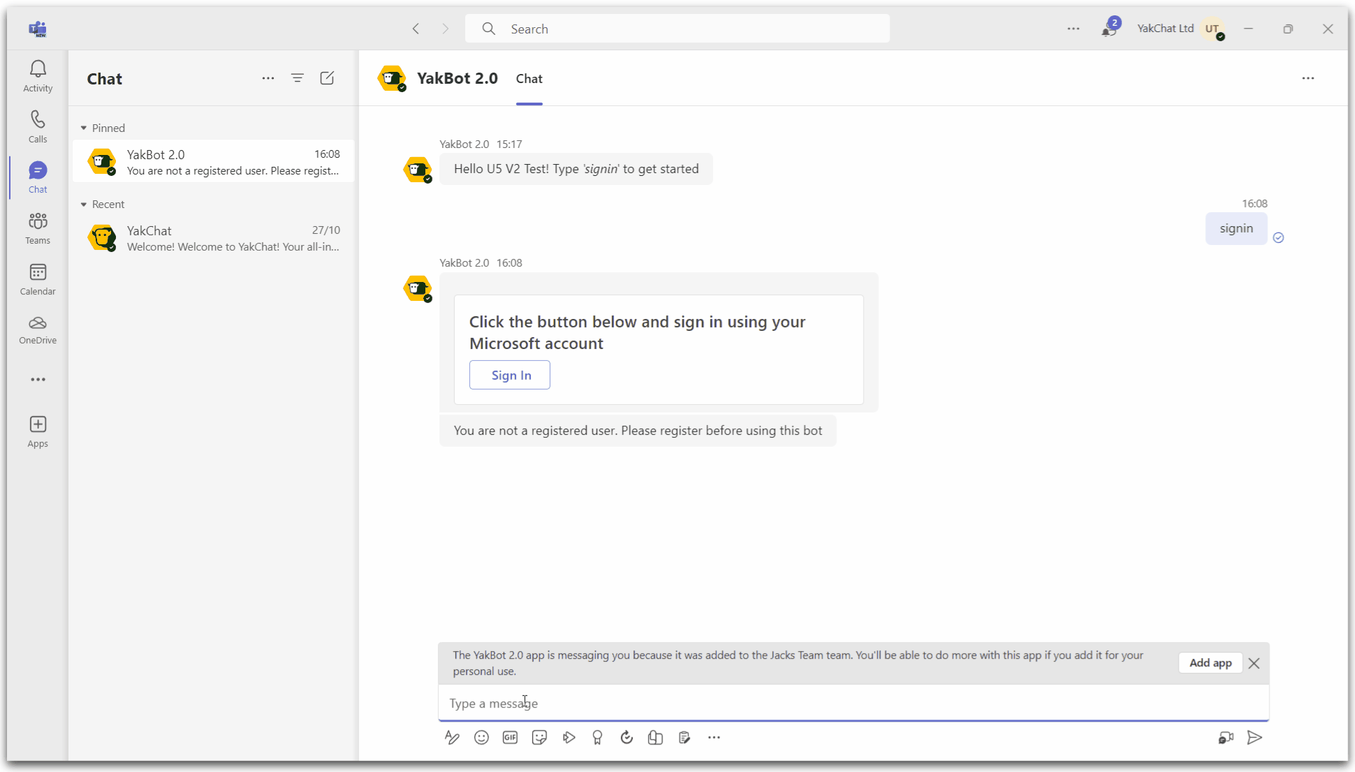 Upgrading YakChat for Microsoft Teams from version 1.0.x to 2.1