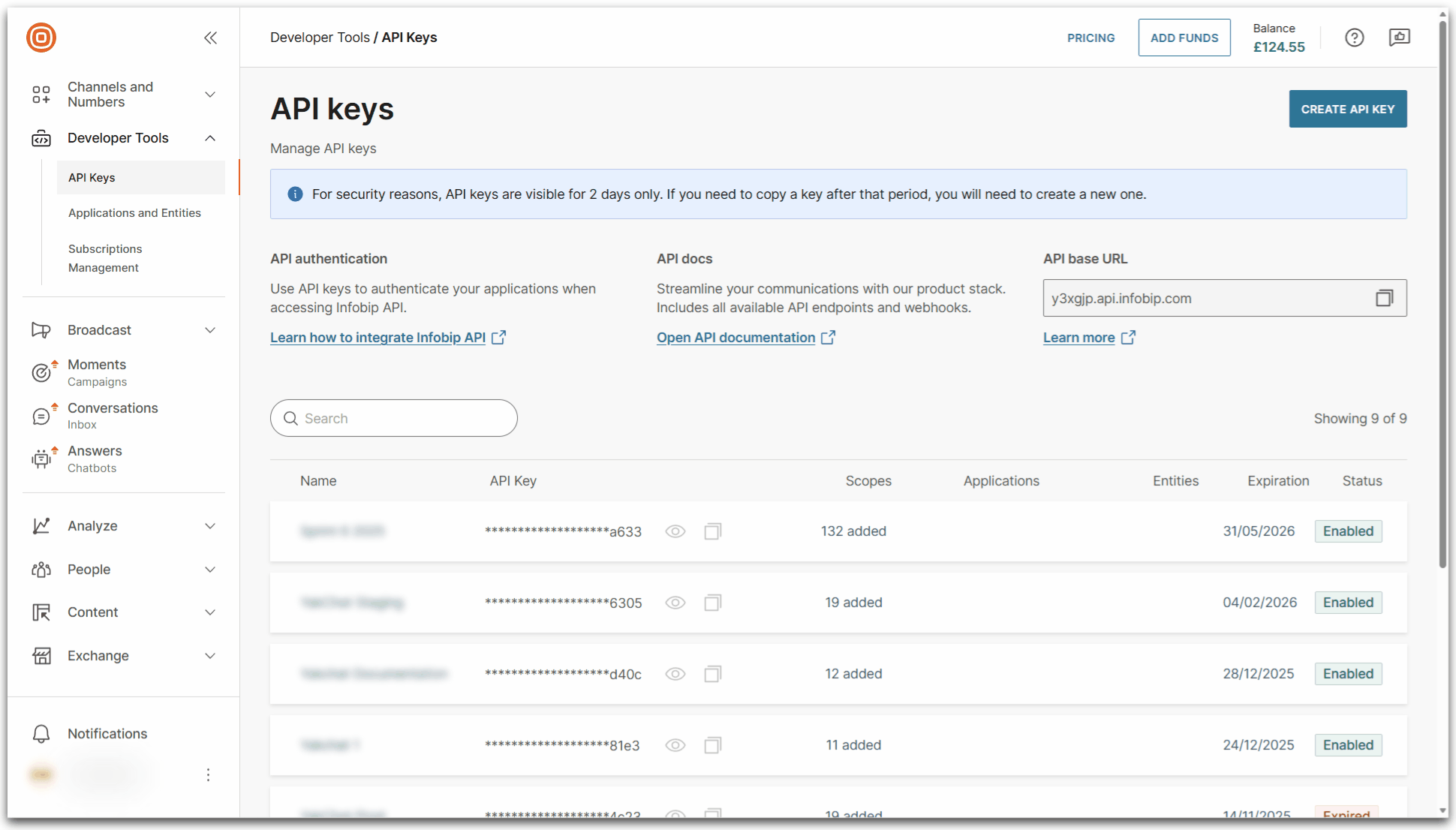 Video clip of infobip portal showing the creation of an Application